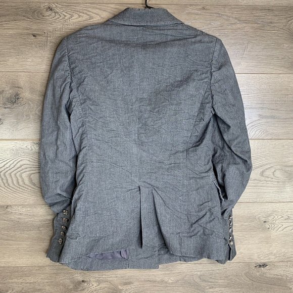 Versace Jacket Womens Size 8 Grey 2 Button Closure Notch Lapel Shoulder Pads - Picture 8 of 11